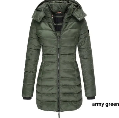 Nik & Nakks Army green / S Women's Casual Long Sleeve Hooded Parka Coat Women's Casual Long Sleeve Hooded Parka Coat