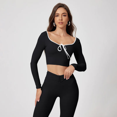 Nik & Nakks Black / L Round-neck High Waist Quick-drying Long Sleeve Yoga Wear Suit Round-neck High Waist Quick-drying Long Sleeve Yoga Wear Suit