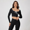 Nik & Nakks Black / XL Round-neck High Waist Quick-drying Long Sleeve Yoga Wear Suit Round-neck High Waist Quick-drying Long Sleeve Yoga Wear Suit