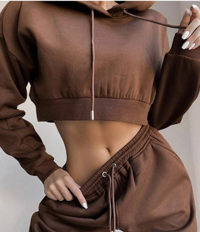 Nik & Nakks Brown / L Hirigin Women's Winter Casual Sports Tracksuit: Hoodie & Sweatpants Set Hirigin Women's Winter Casual Sports Tracksuit: Hoodie & Sweatpants Set