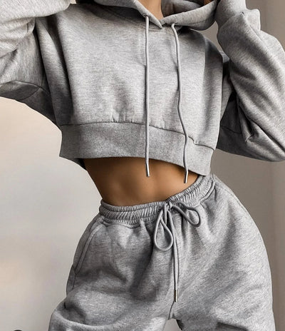 Nik & Nakks Gray / S Hirigin Women's Winter Casual Sports Tracksuit: Hoodie & Sweatpants Set Hirigin Women's Winter Casual Sports Tracksuit: Hoodie & Sweatpants Set