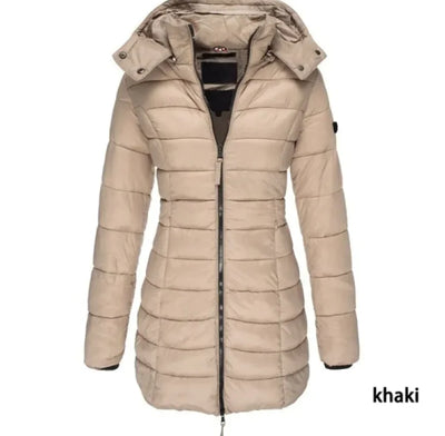 Nik & Nakks Khaki / 3XL Women's Casual Long Sleeve Hooded Parka Coat Women's Casual Long Sleeve Hooded Parka Coat