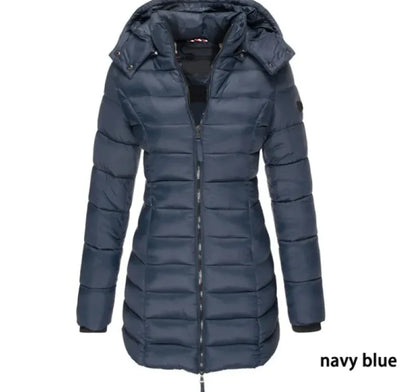 Nik & Nakks Navy / XXL Women's Casual Long Sleeve Hooded Parka Coat Women's Casual Long Sleeve Hooded Parka Coat