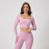 Nik & Nakks Pink / L Round-neck High Waist Quick-drying Long Sleeve Yoga Wear Suit Round-neck High Waist Quick-drying Long Sleeve Yoga Wear Suit