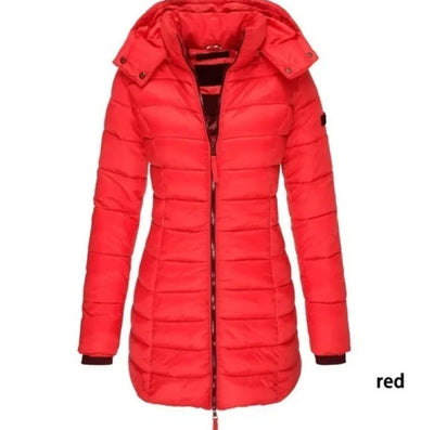 Nik & Nakks Red / XL Women's Casual Long Sleeve Hooded Parka Coat Women's Casual Long Sleeve Hooded Parka Coat