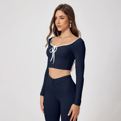 Nik & Nakks Very Pale Blue / M Round-neck High Waist Quick-drying Long Sleeve Yoga Wear Suit Round-neck High Waist Quick-drying Long Sleeve Yoga Wear Suit