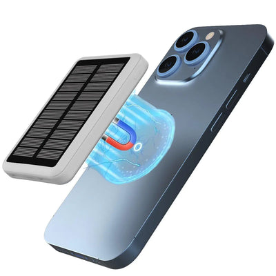 Nik & Nakks White / 5000 mAh Portable Fast Charging Magnetic Solar Power Bank for Smartphones Portable Fast Charging Magnetic Solar Power Bank for Smartphones