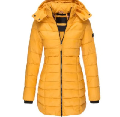 Nik & Nakks Yellow / 3XL Women's Casual Long Sleeve Hooded Parka Coat Women's Casual Long Sleeve Hooded Parka Coat